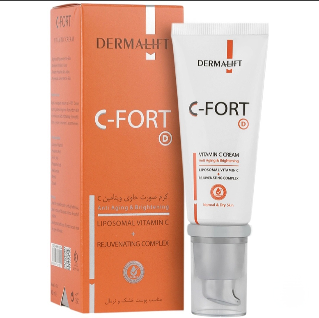 درمالیفت- کرم صورت (سی فورت)حاوی ویتامین سی (مناسب پوست خشک و نرمال) 40ml