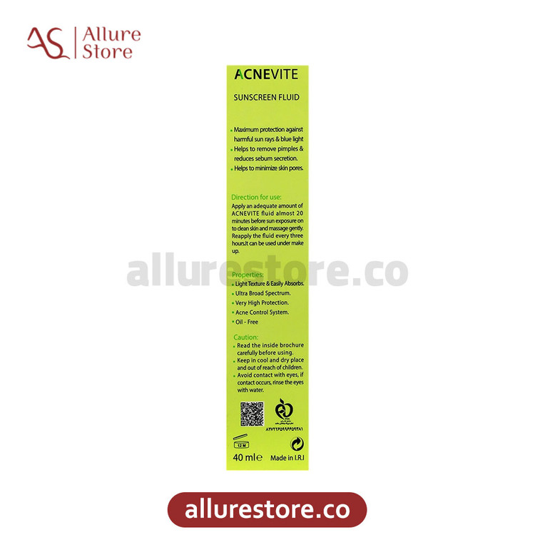 فلوئید ضد آفتاب رنگی درمالیفت آکنویت SPF 50 پوستهای چرب و جوشدار 40ml | آلور استور