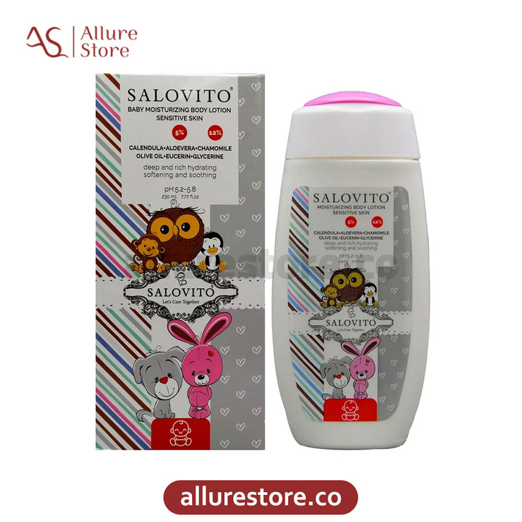 لوسیون مرطوب کننده بدن کودک سالوویتو 5% آلوئه ورا (مناسب زیر یک سال) 230ml | آلور استور