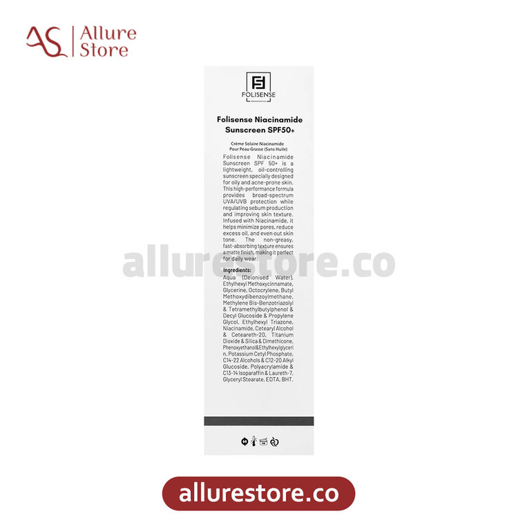 کرم ضد آفتاب فولی سنس SPF 50 حاوی نیاسین آمید (مناسب پوست چرب و مستعد آکنه) 40ml | آلور استور