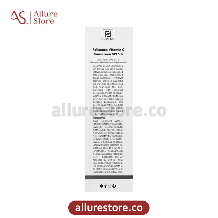 کرم ضد آفتاب فولی سنس SPF 50 حاوی ویتامین سی (مناسب انواع پوست) 40ml | آلور استور
