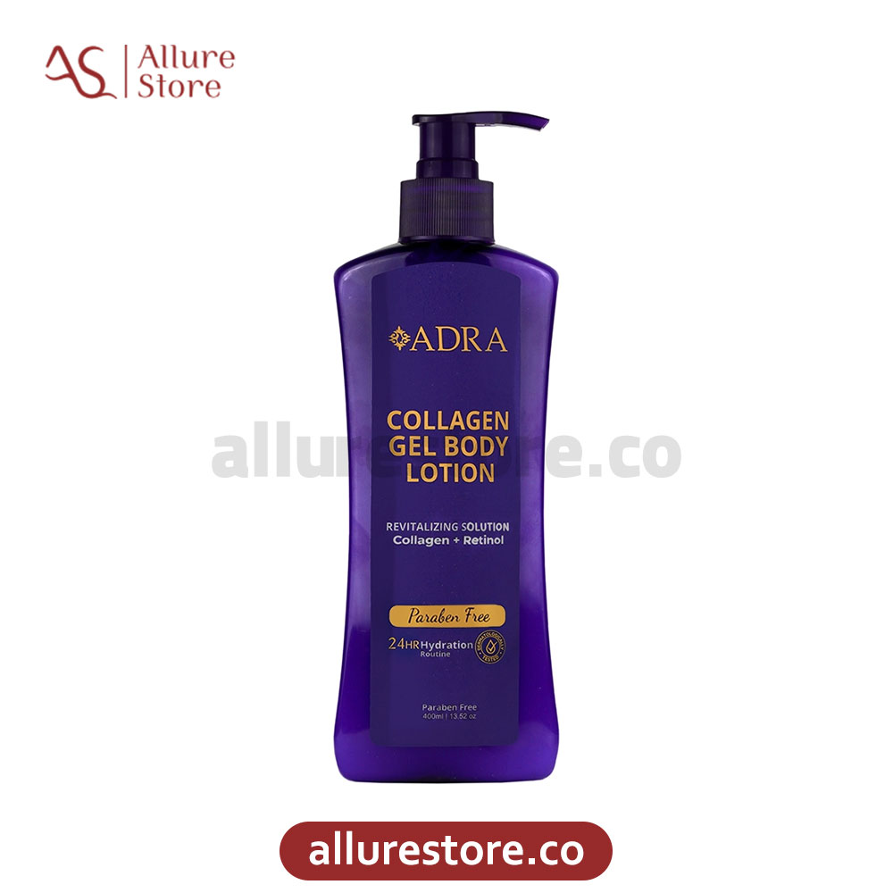 ژل لوسیون بدن آدرا حاوی کلاژن و رتینول (فاقد پارابن) 400ml | آلور استور