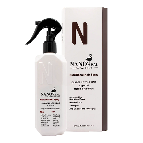 اسپری گره باز کن و تقویتی مو آرگان و پروتئین گندم و ابریشم نانوهیل 270ml