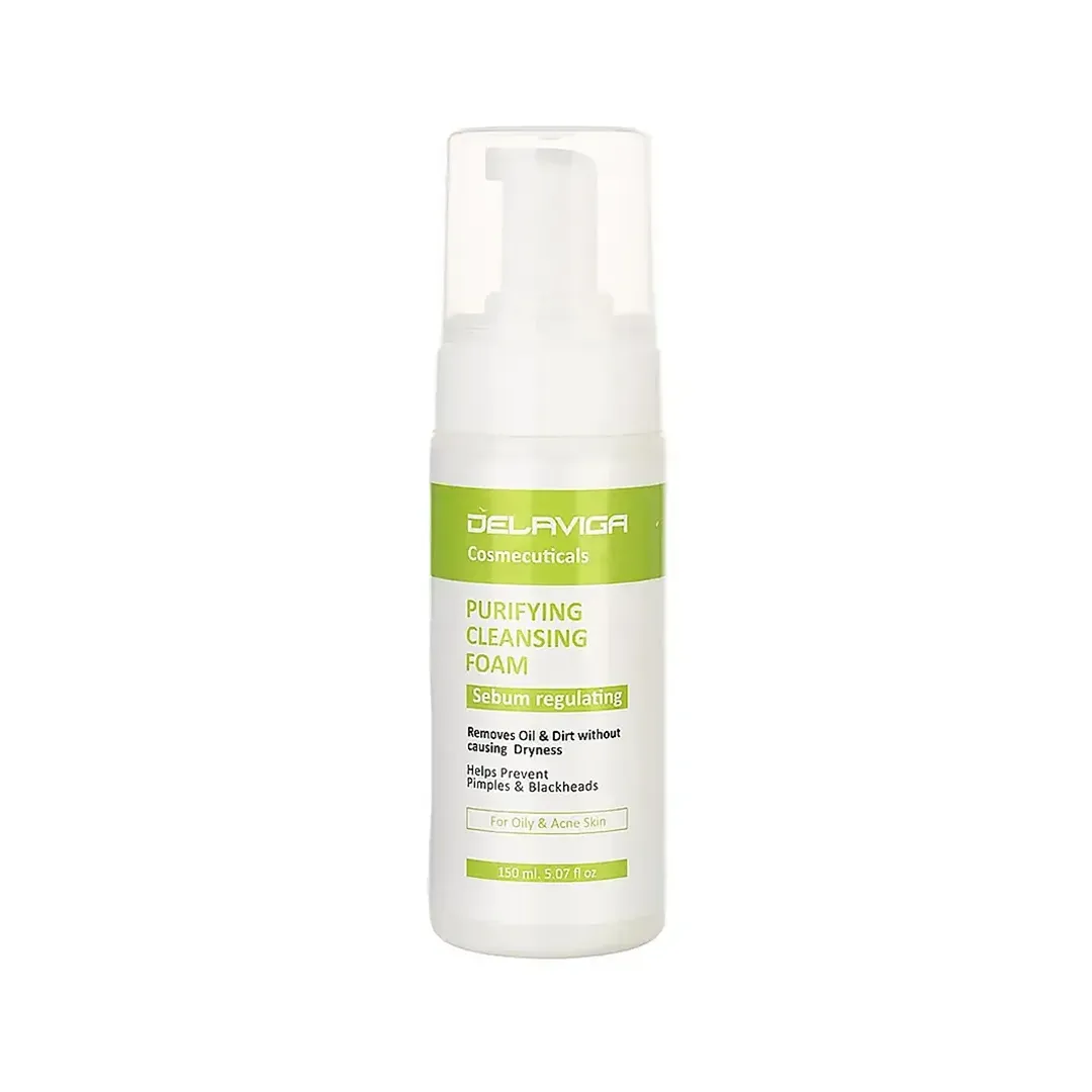 فوم شستشوی صورت مناسب پوست چرب و جوش دار دلاویگا 150ml