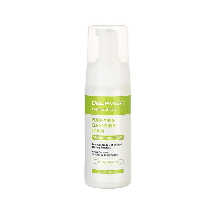 فوم شستشوی صورت مناسب پوست چرب و جوش دار دلاویگا 150ml