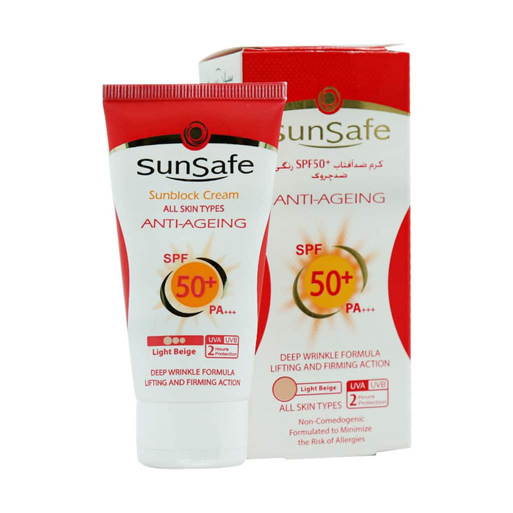 کرم ضد آفتاب و ضد چروک سان سیف SPF50 رنگ بژ روشن 50ml