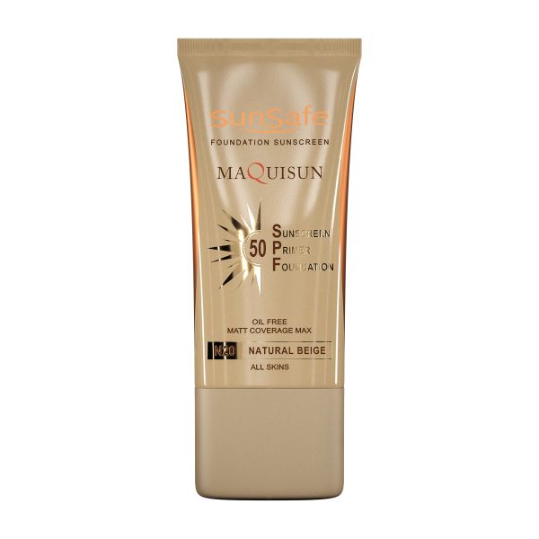 ضدآفتاب کرم پودری و پرایمری SPF50 بژ طبیعی N20 سان سیف 40ml