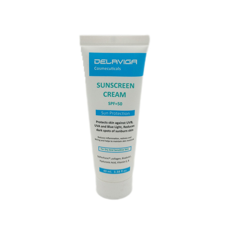 کرم ضد آفتاب با SPF50 مناسب پوست های خشک و حساس دلاویگا 40 میل